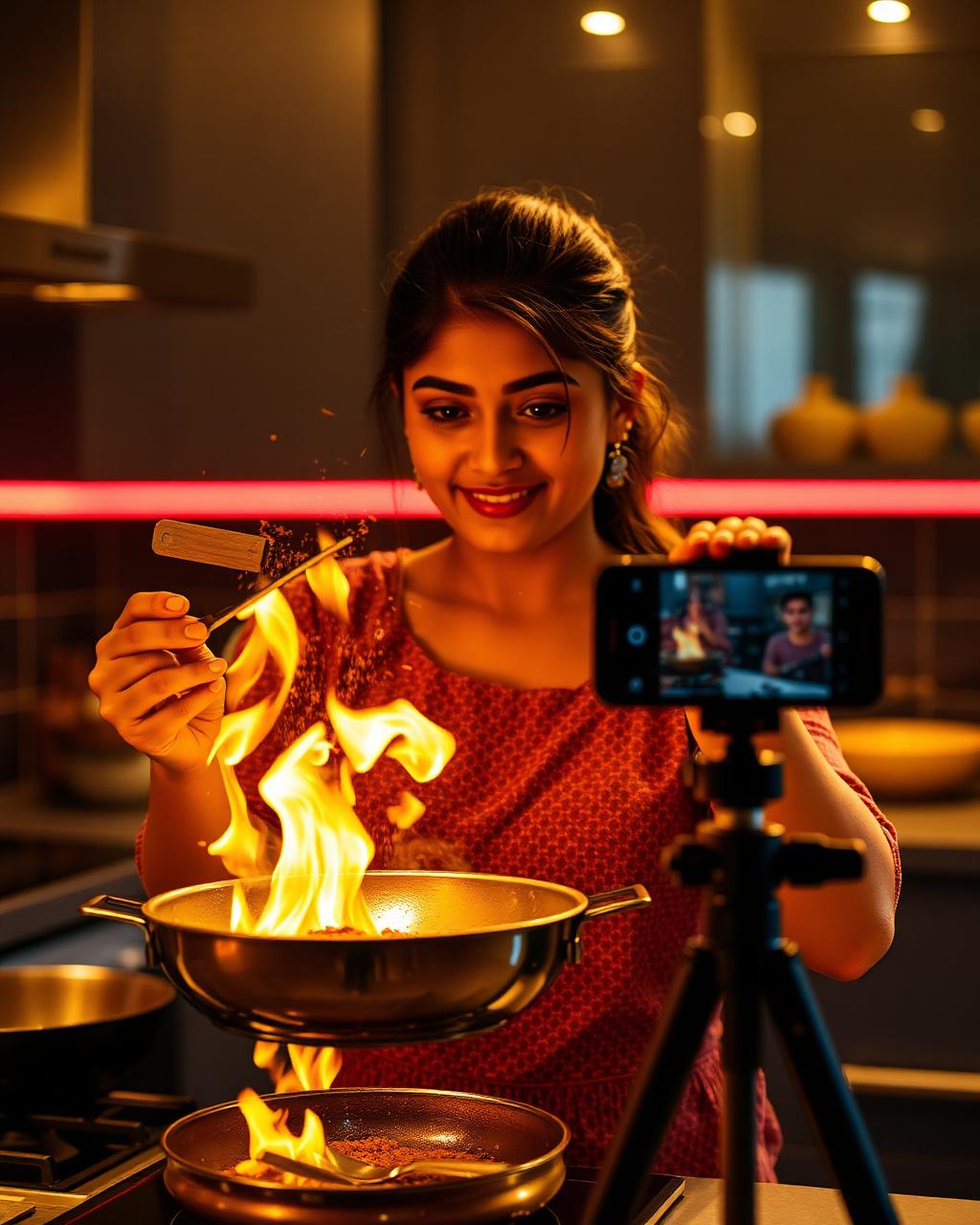 Indian woman showcasing her talent as a chef on TalentO